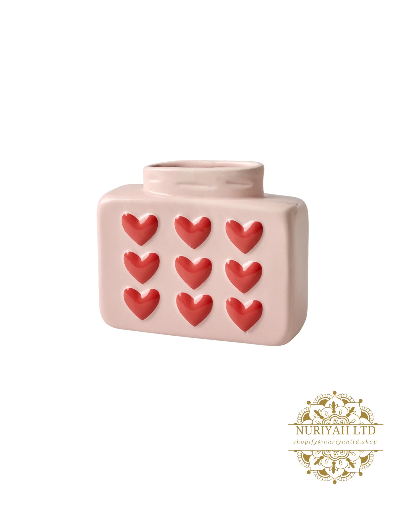 Small Square Ceramic Vase - Pink