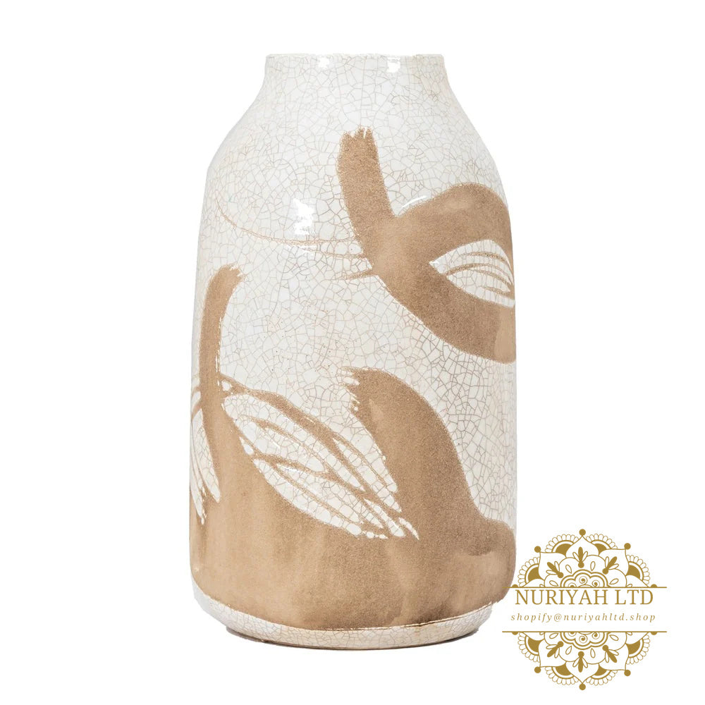 Yoya Vase - Reactive White & Brown