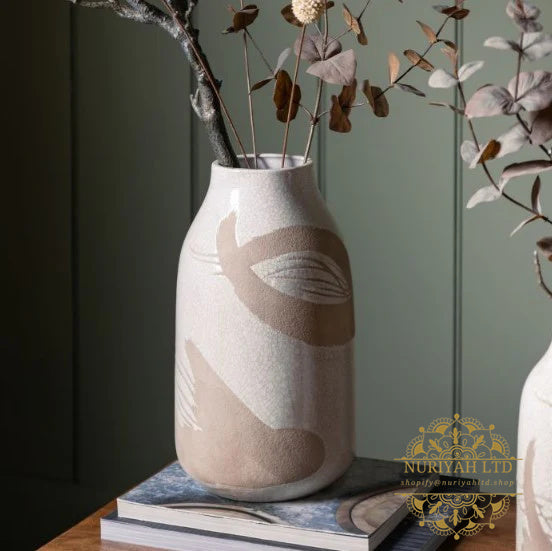 Yoya Vase - Reactive White & Brown