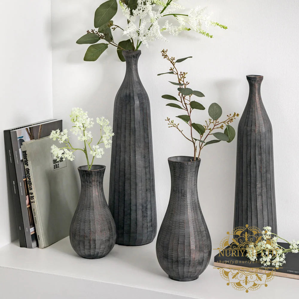 Sinead Medium Fluted Vase - Antique Grey