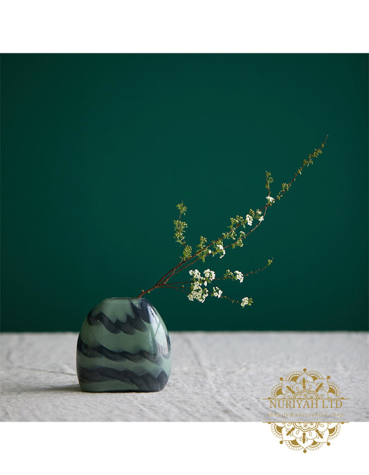 Serenity Scallop Vase Blue/Green 12.8x7x12cm